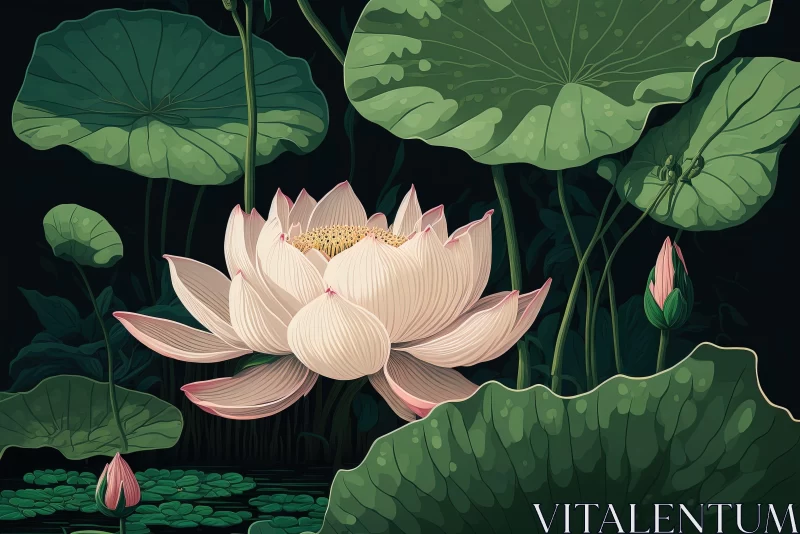 Water Lily Artwork - Mysterious Jungle & Nostalgic Landscapes AI Image
