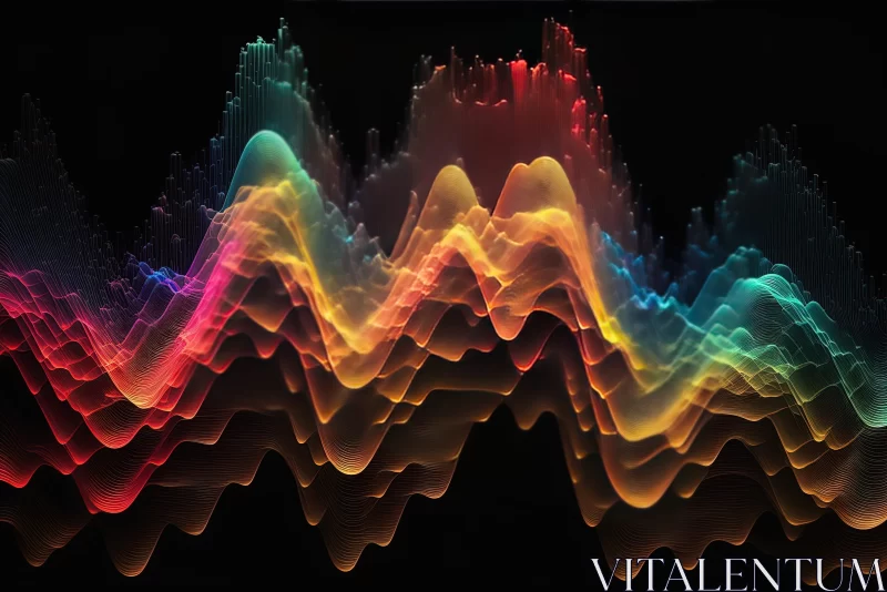 Colorful Wave Patterns on Black Background | Artistic Abstractions AI Image