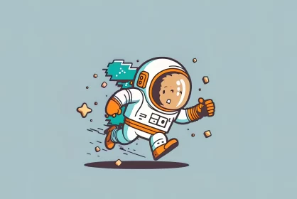 Playful Astronaut Cartoon Illustration in Pop Art Style AI Image