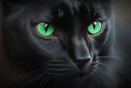 Black Cat Green Eyes: A Dark Fantasy Portrait