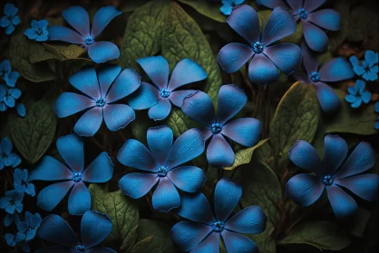 Blue Flowers in Luminous Hues: An Artistic Display of Nature's Patterns