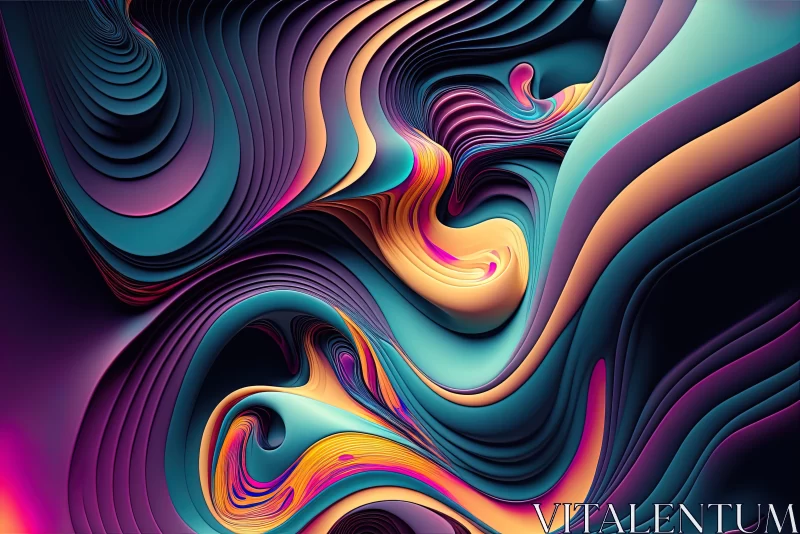 Colorful Gradient Abstract Artwork - Cinema4D Rendered AI Image