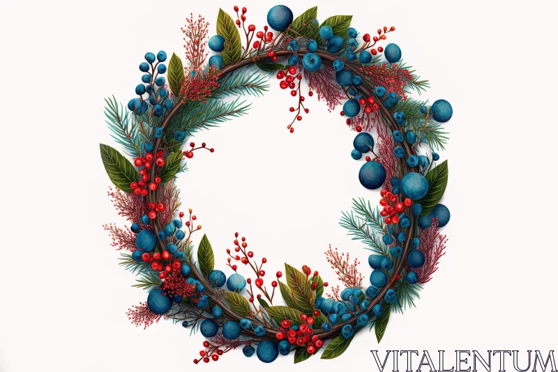 Detailed Festive Wreath Illustration AI Image