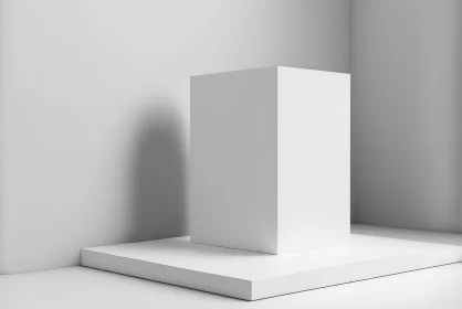 Minimalist White Cube on Abstract Ceiling Shelf