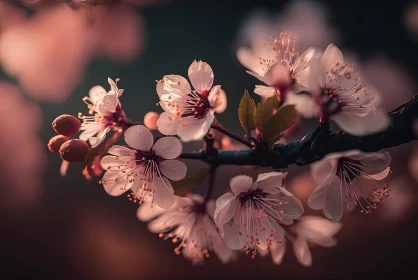 Sunlit Cherry Blossoms: A Dreamy Vietnamese Tradition AI Image