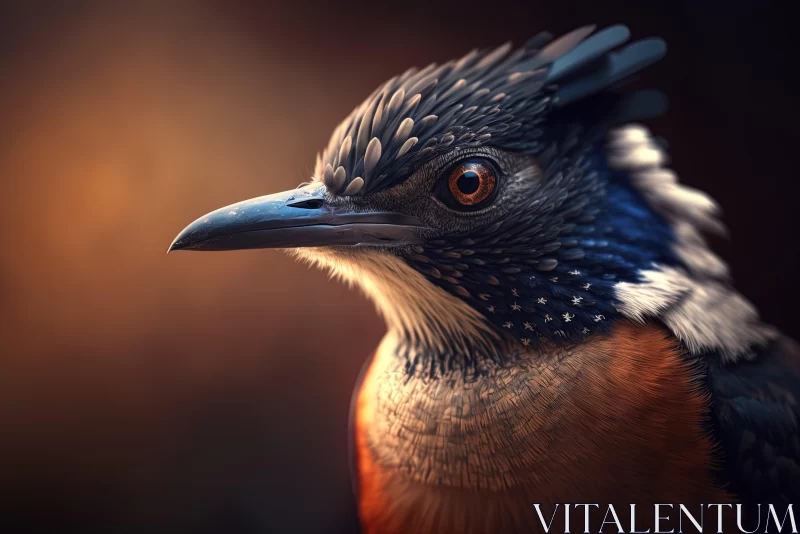 3D Illustrated Bird with Long Blue Beak in Australian Tonalism AI Image
