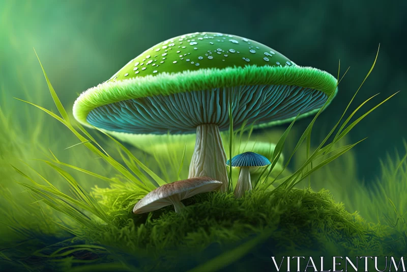 Mushrooms in Nature - A Realistic Fantasy Artwork AI Image