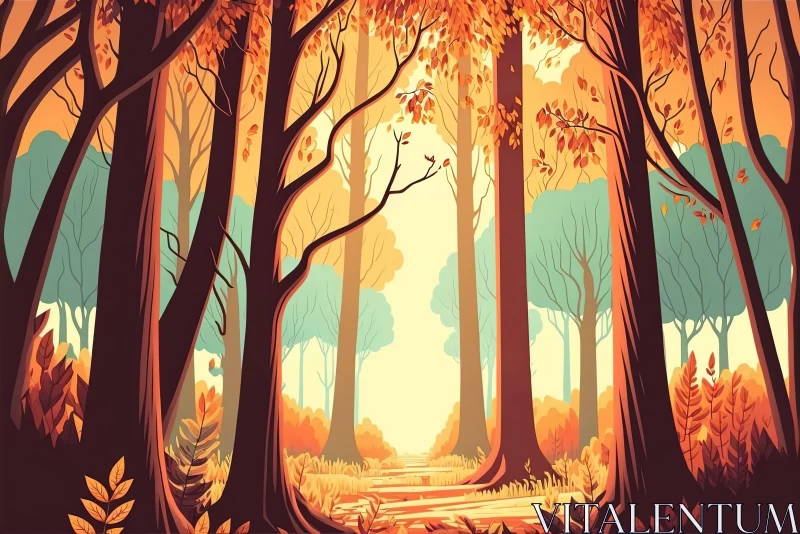 Autumn Forest Path: A Captivating Illustration AI Image