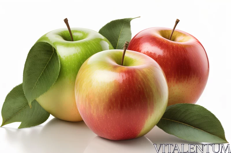 Boldly Colored Apples on White Surface: An Artistic View AI Image