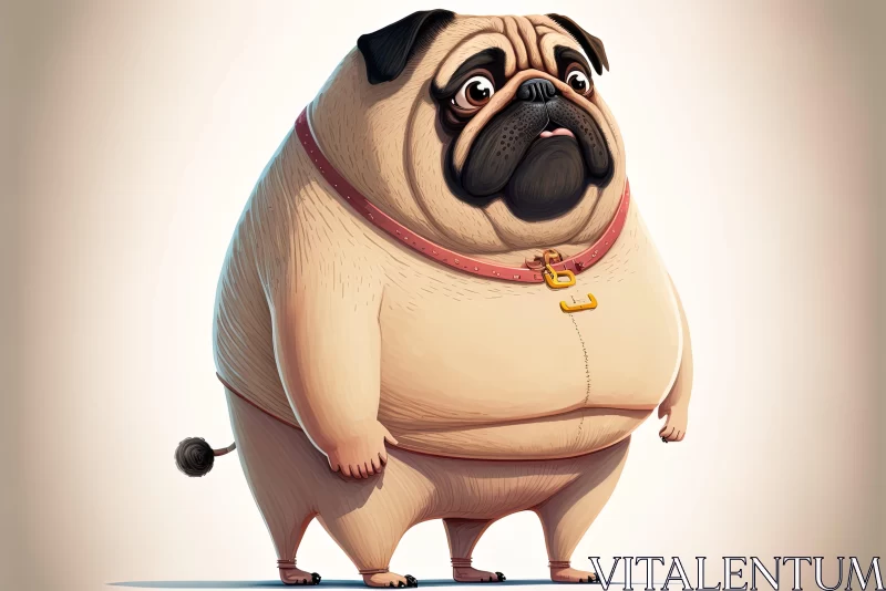 Charming Caricature of a Pug Dog - Cartoon Illustration AI Image