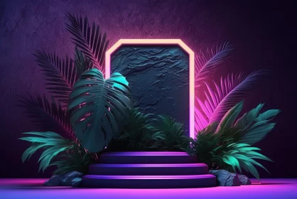 Neon Jungle: A Fusion of Futurism and Tropical Baroque AI Image