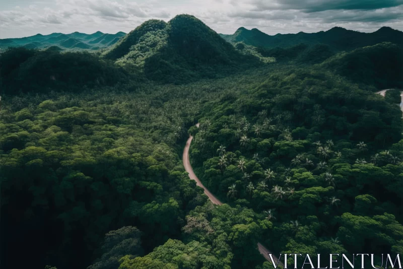 Tropical Mountain Forest Aerial View - Serene Nature Photography AI Image