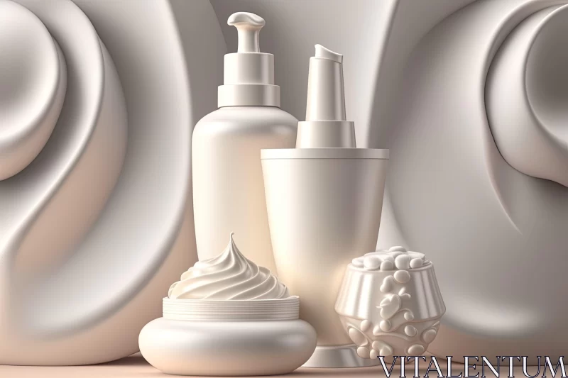 Baroque-inspired Skin Care Products in Realistic Still Life AI Image