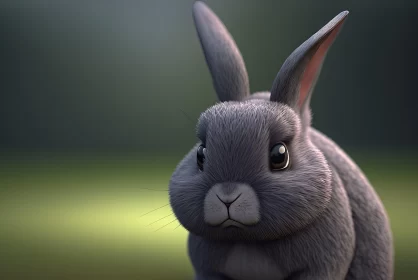 Captivating Grey Rabbit in Nature - A Detailed Study AI Image