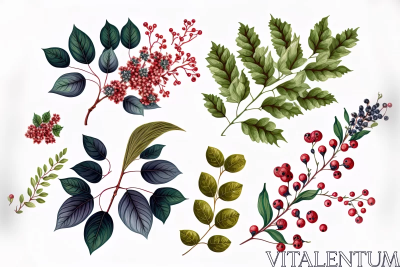 Exquisite Collection of Vintage Christmas Leaves and Berries