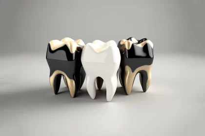 Monochromatic Gold and Black Teeth Models AI Image