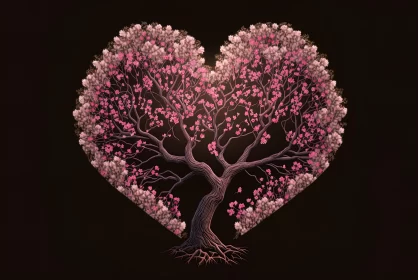 Romantic Heart Shaped Tree with Cherry Blossoms