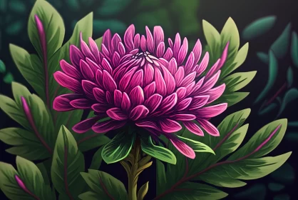 Illustration of a Purple Flower with Detailed Character Design