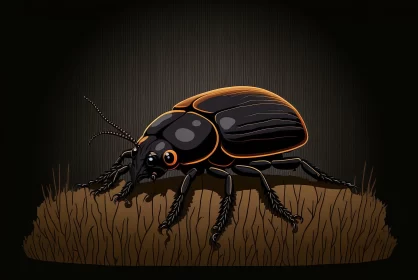 Black Beetle in Golden Age Illustration Style