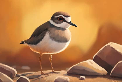 Cartoonish Bird Portrait in Desertwave Style