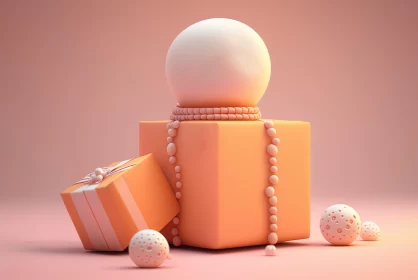 Minimalist 3D Sculpture - Romanticized Egg in an Orange Box