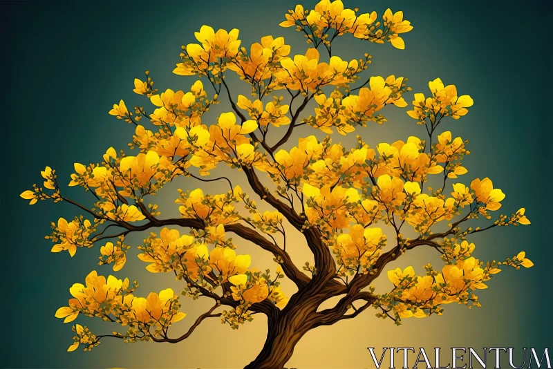 Yellow Floral Tree: A Harmony of Nature AI Image