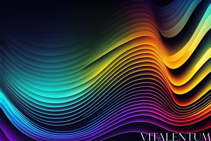 Abstract Colorful Wave Artwork - Minimalism and Layered Forms AI Image