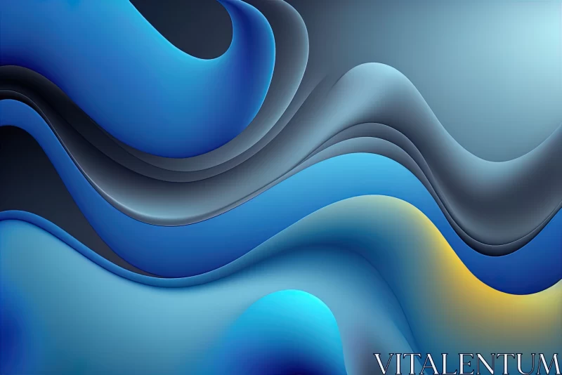 Blue and Yellow Wave Patterns - Abstract Artwork AI Image