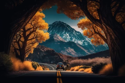 Epic Portraiture: Mountain Road Scene with Classic Cars