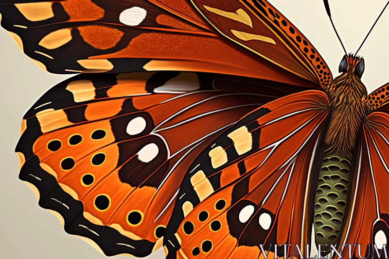 Golden Orange Butterfly - A Detailed Artistic Graphic AI Image