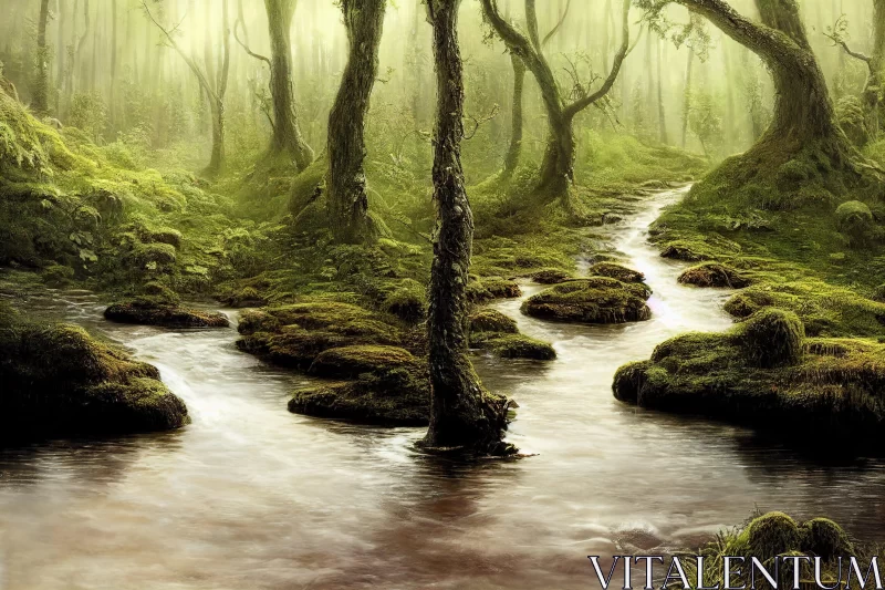 Lush Forest: A Medieval Fantasy Photobashing Masterpiece AI Image