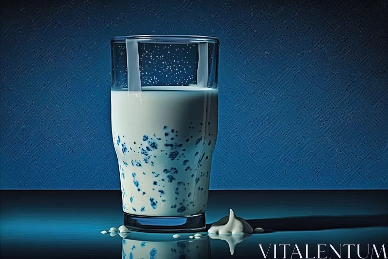 AI ART Pointillist Style Blue Glass with Milk - Artistic Photography