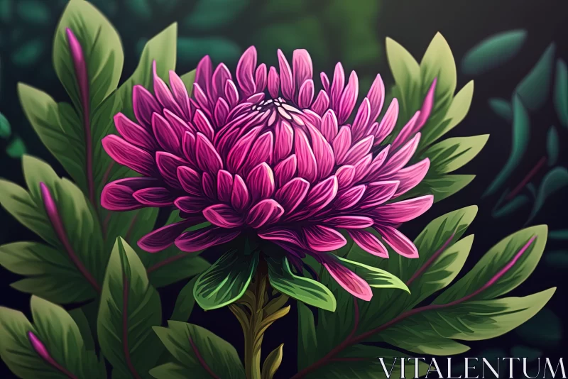 Illustration of a Purple Flower with Detailed Character Design AI Image