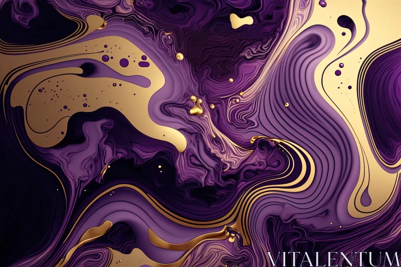 Purple and Gold Abstract Swirl Pattern Wallpaper AI Image