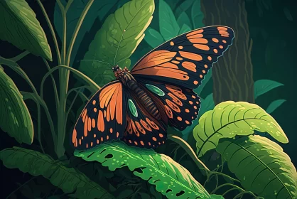 Stunning Orange Butterfly Illustration in 2D Game Art Style AI Image