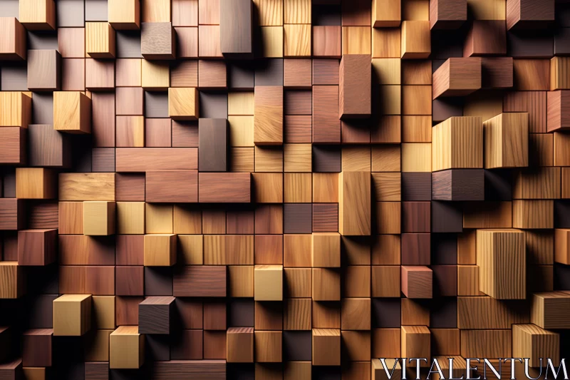 Abstract Wooden Texture Wallpaper in 3D Pixelated Style AI Image
