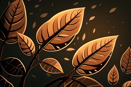Stunning Autumn Leaves Illustration with Realistic Lighting AI Image