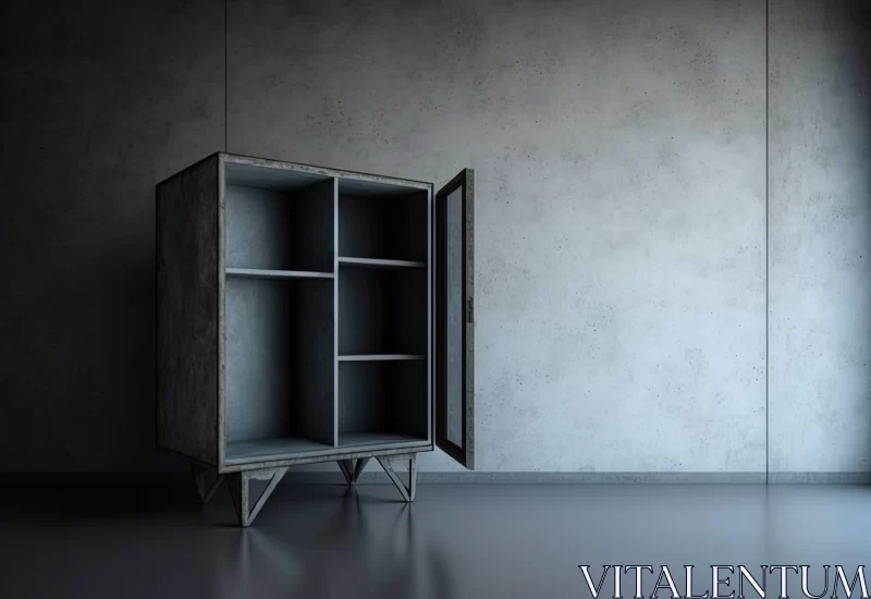 AI ART Edgy Urban Gothic Cabinet in Concrete Room