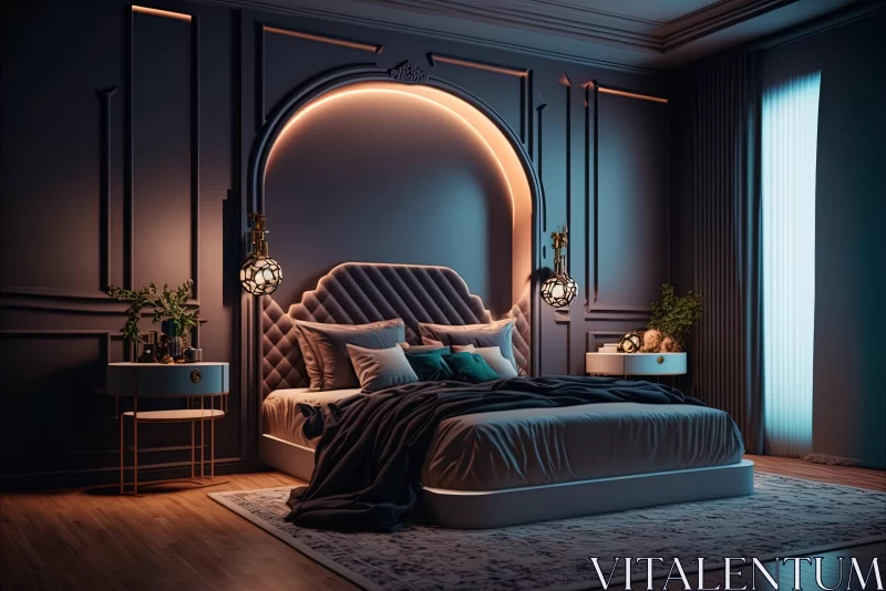 Futuristic Victorian-Neoclassical Bedroom: A Luxury Interior Design AI Image