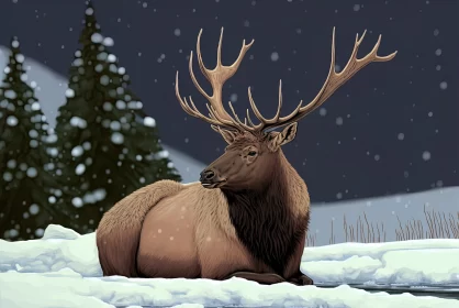 Majestic Elk in Snowy Wilderness