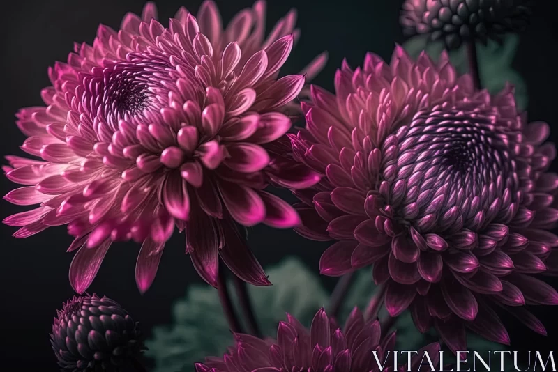Surrealistic Chrysanthemums: A Monochromatic Digital Art AI Image