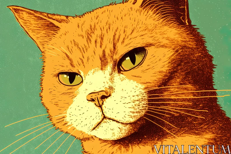 Vintage Graphic Design - Orange Cat Portraiture AI Image