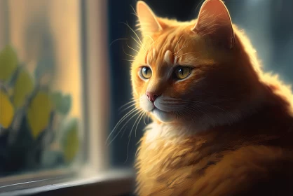 Charming and Detailed Illustration of an Orange Cat