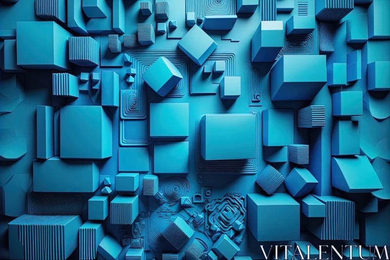 Blue Cube Background: Abstract Constructivist Art AI Image