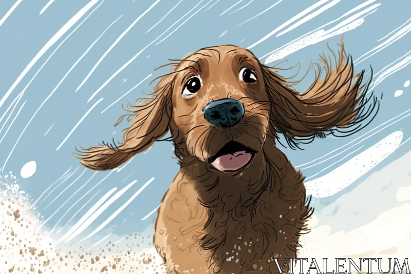 Doodledog in Surf - Storybook Style Illustration AI Image