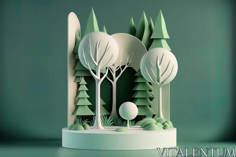 3D Paper Sculpture Art: Tranquil and Adventurous Landscape AI Image