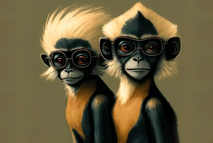 Cypherpunk Style Monkeys: A Humorous Animalier Illustration AI Image