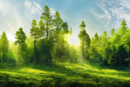 Sunny Forest Panorama - Nature Inspired Art