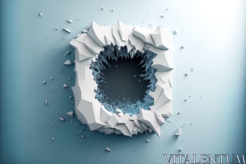 Abstract 3D Artwork: Fragmented Hole in Wall AI Image