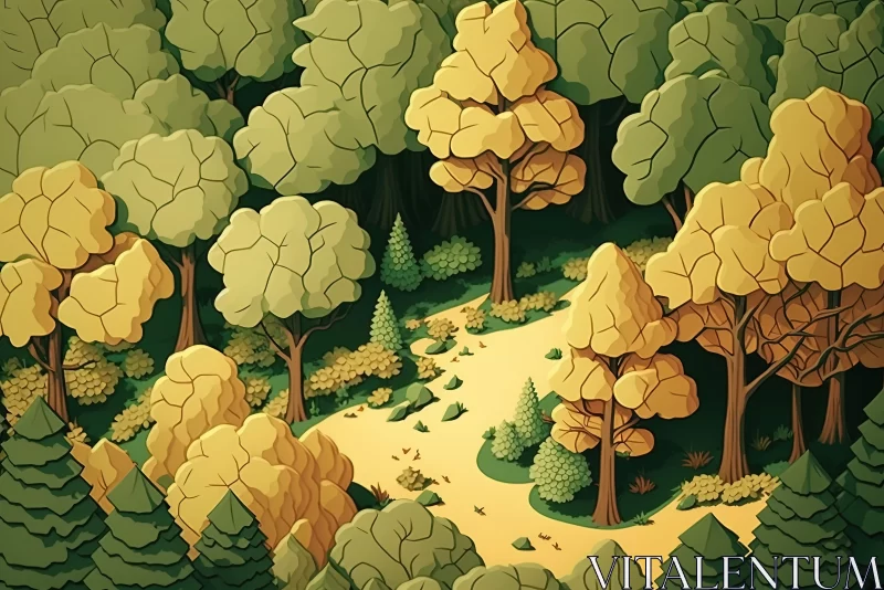 Enchanting 3D Forest Landscape Illustration AI Image